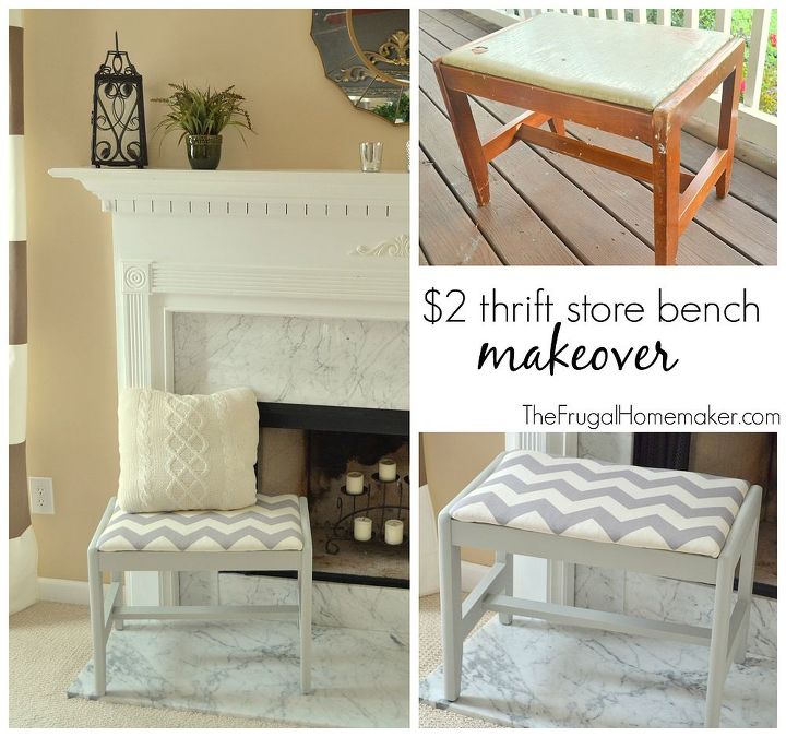 2 thrift store bench becomes a modern chevron beauty, home decor, living room ideas, painted furniture