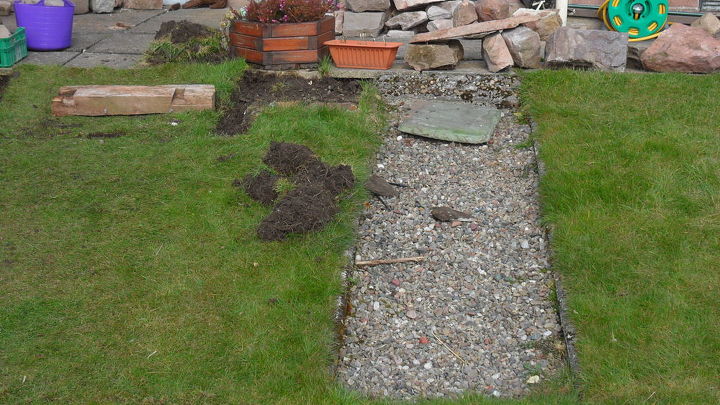 rockery, gardening, landscape, This path you see was in the center of the are I am just about to start digging the area
