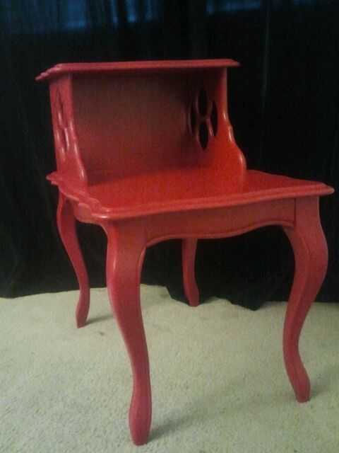 red side table, painted furniture, repurposing upcycling