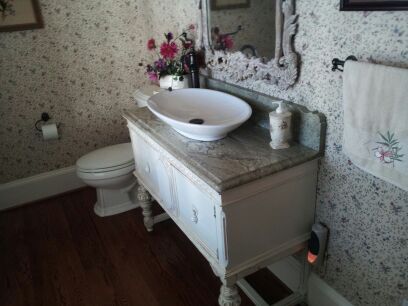 this was fun here is a custom piece our home owner picked up and wanted to use it in, bathroom ideas, painted furniture