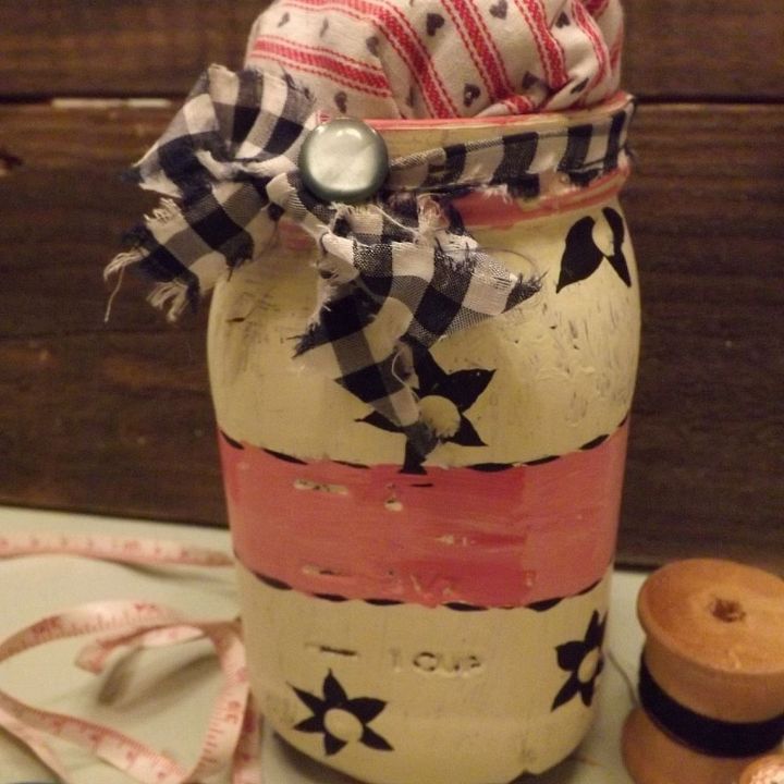 don t be hasty and throw your glass jars out, crafts, repurposing upcycling, Any colors or designs you like and a great way to use up your textile scraps