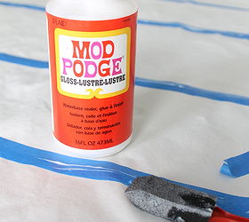 how to paint stripes on curtains, crafts, decoupage, home decor, painting, I painted Mod Podge along the edges of the tape to seal the edges and keep the paint from getting under the tape