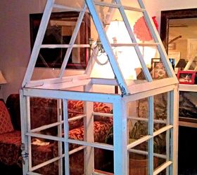 mini greenhouse from old windows that changes with the seasons, This is what it looks like once it s put together