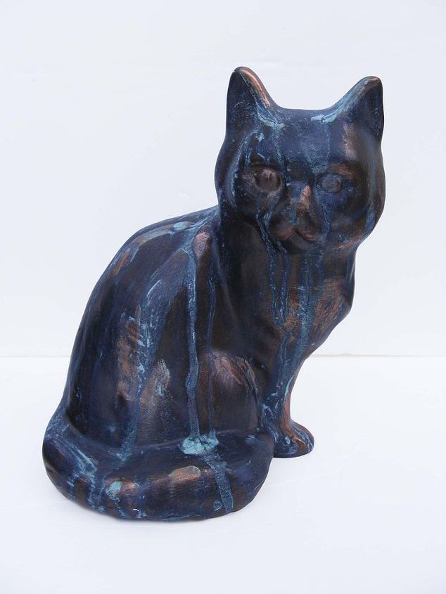from scary to classy ceramic cat makeover, painting, repurposing upcycling