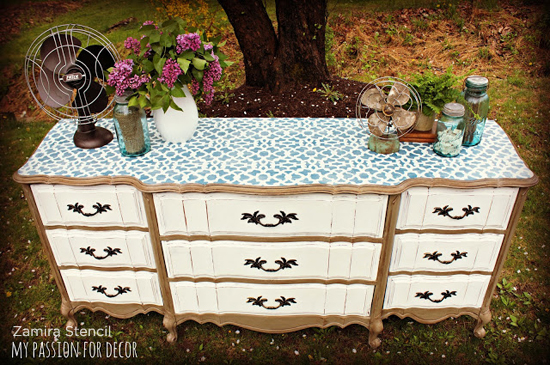 vintage chic stenciled furniture, painted furniture, shabby chic
