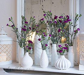 mid winter mantel decoration, crafts, flowers, seasonal holiday decor, Place a mirror behind your flowers and your bouquet will have double the impact