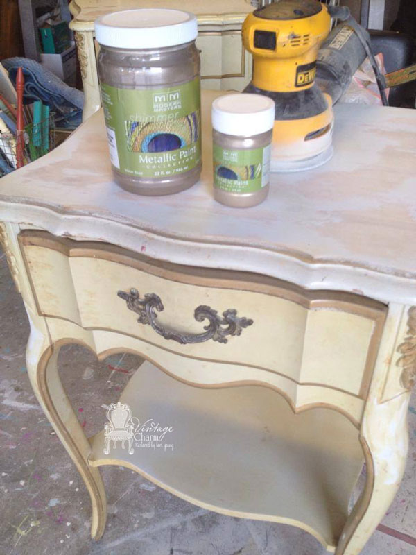 metallic painted french provincial nightstands