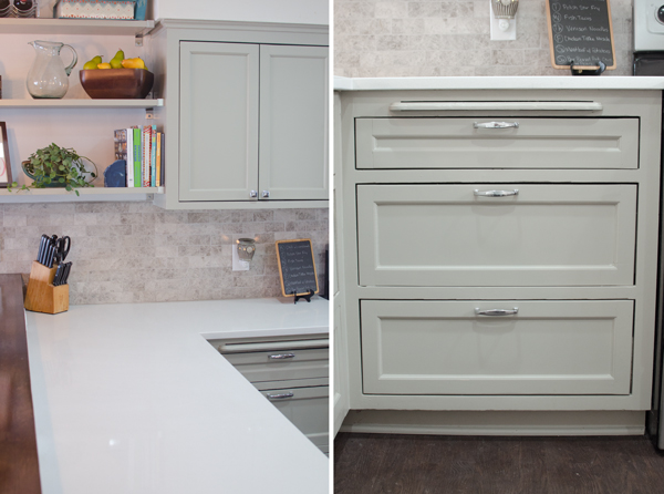 remodeled kitchen using original cabinets with diy custom doors, home decor, home improvement, kitchen backsplash, kitchen cabinets, kitchen design, repurposing upcycling, I love having lower drawers instead of cabinets so much easier to find stuff