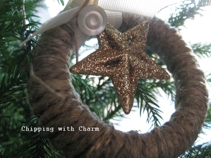 twine wreath ornaments mason jar lids repurposed, crafts, repurposing upcycling, seasonal holiday decor, wreaths