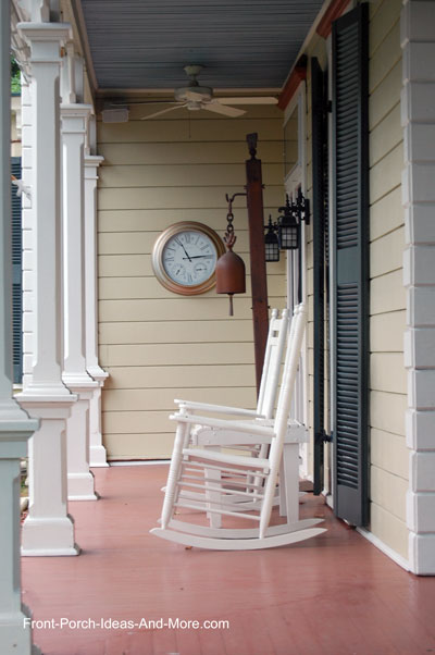 how to hang an outdoor clock on your front porch, The clock on this wonderful porch served as our inspiration clocks and porches go together beautifully