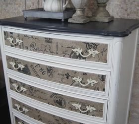 dresser with fabric inlay, chalk paint, painted furniture, I painted the body in DIY chalk paint