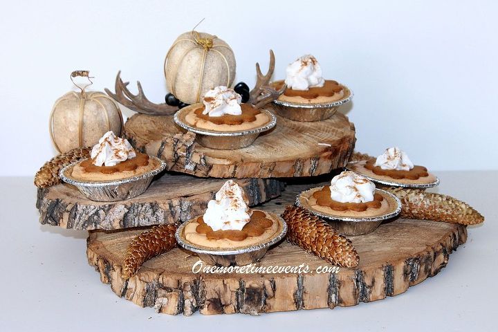 natural wood dessert stand and 5 surprising tips for wooden decor, seasonal holiday d cor, Using wood to create a wooden charger dessert stand