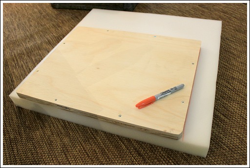 how to make an ottoman, diy, how to, painted furniture, repurposing upcycling, Next I cut a piece of 2 foam to fit the top of the plywood board You can find foam at any craft or sewing store