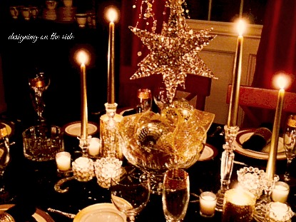 dinner party design, seasonal holiday decor, Glittery gold table