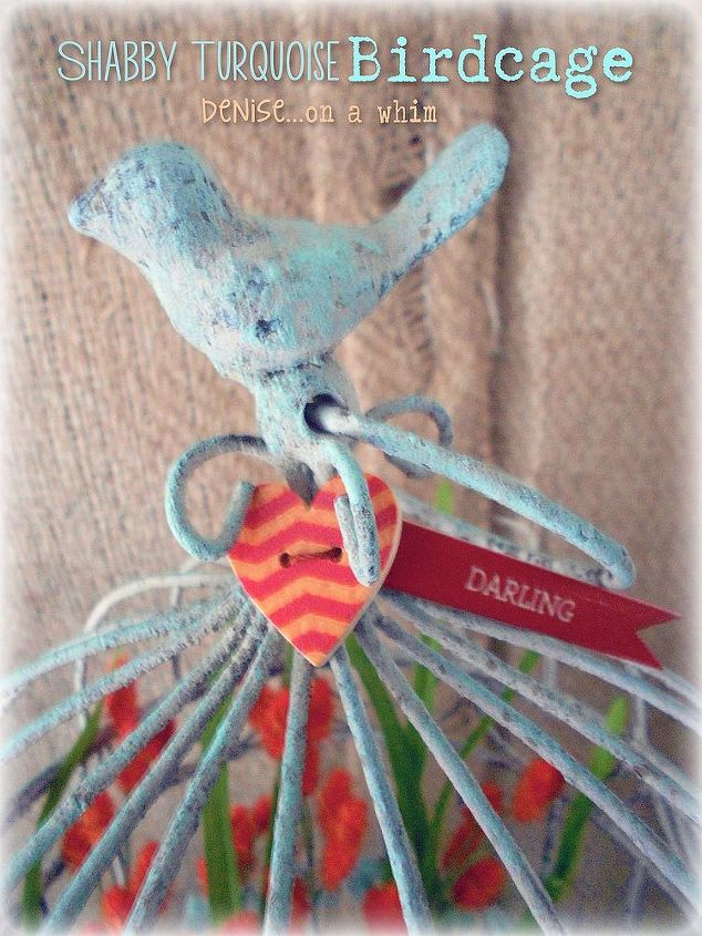 springtime birdcage anyone can make, crafts, painting, repurposing upcycling, wooden button embellishments add some cute