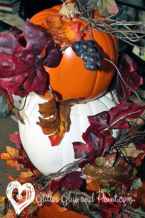 pumpkin topiaries, christmas decorations, halloween decorations, seasonal holiday d cor, thanksgiving decorations, Some pumpkins and fall swag can create a great fall decor for your home