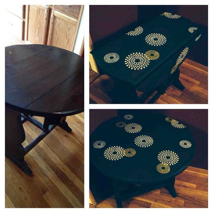 table make over in chalk paint with stenciled top, chalk paint, painted furniture, My table makeover in chalk paint 1st time using stencils on furniture