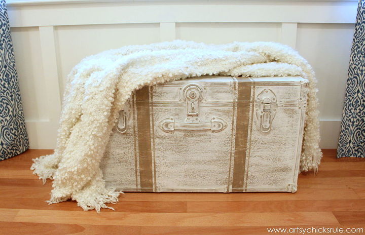 travel trunk chalk paint makeover, home decor, repurposing upcycling