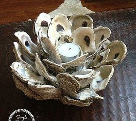 making a oyster shell candle holder, crafts