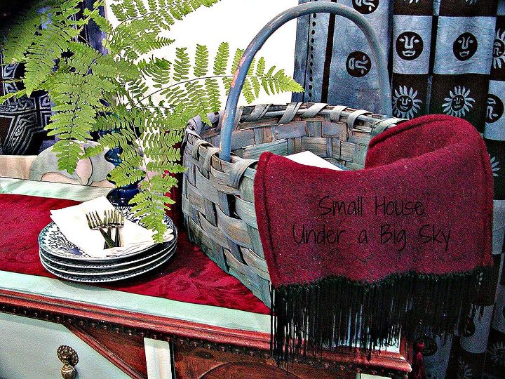 photo styling tips part iv of the small house series, home decor, A red wool runner with shiny and dangling black beads set the scene for our Victorian theme
