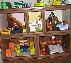doll house created from chest of drawers, Rooms with drawer below for storage