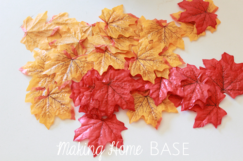 fall garland in 5 minutes, crafts, seasonal holiday decor, Pack of leaves from the Dollar Tree