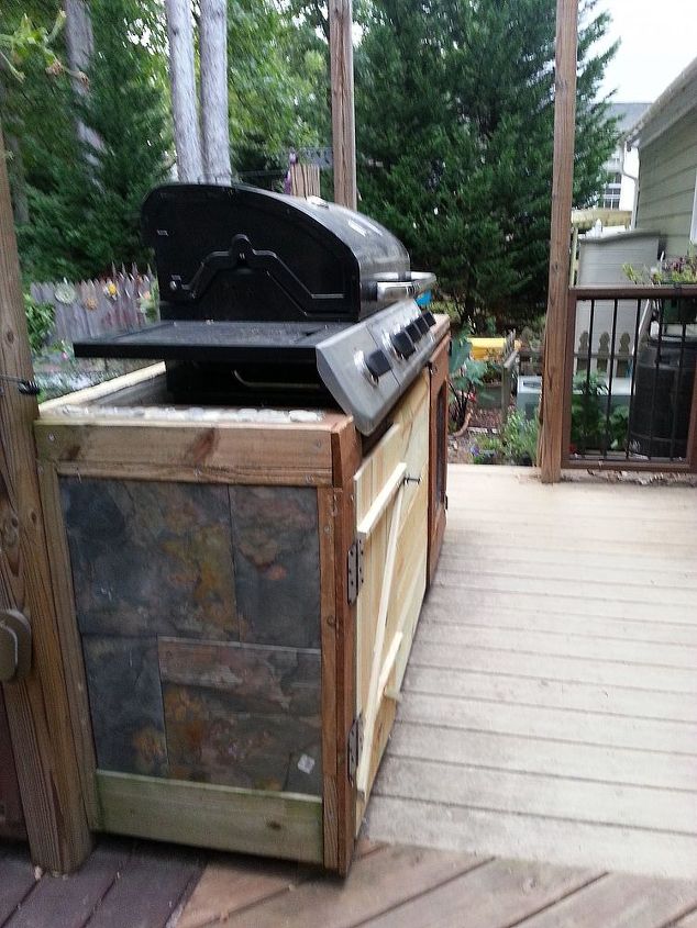 making your grill look built in, Used slate tiles these have been in for 3 years now