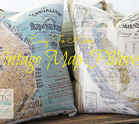 easy to make vintage map pillows, crafts