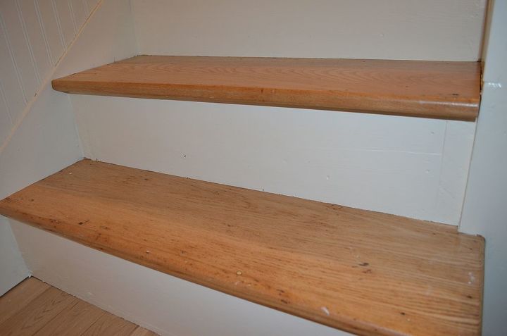 stairway transformed, home decor, stairs, wall decor, woodworking projects, Close up of painted steps