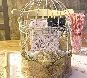 tweet birdcage michaels hometalk pinterest party mpinterestparty, chalkboard paint, crafts, decoupage, painting, I think the birdie looks so sweet inside there