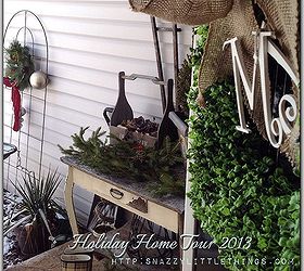 my 2013 holiday virtual open house, seasonal holiday d cor, My embellished boxwood and shabby table