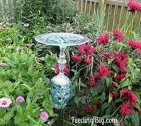 butterfly feeder tutorial using dollar tree items, crafts, gardening, repurposing upcycling, Here is my finished Butterfly Feeder It proudly sits between my zinnia and Bee Balm