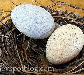 recycle boring plastic eggs and make faux robin eggs for your spring or easter decor, crafts, easter decorations, seasonal holiday decor, I put them in a real bird s nest under a cloche