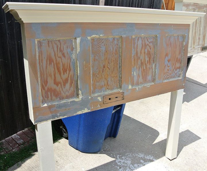 headboard for a full size bed made from an old 5 panel door, painted furniture, repurposing upcycling