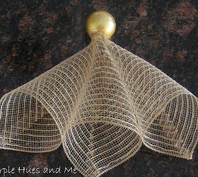 mesh ribbon angel, crafts, seasonal holiday decor, wreaths, Glue cones on either side of main body cone