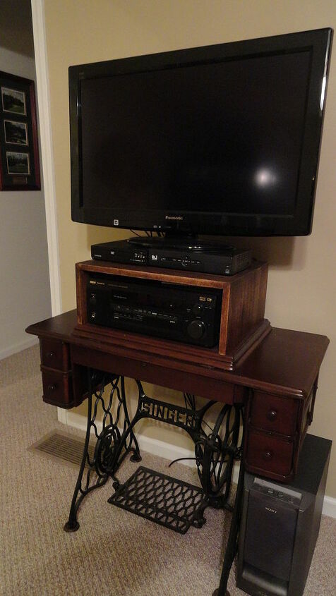 entertainment center, painted furniture, We needed an entertainment center so hubby made a partial box to sit TV on