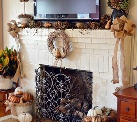 fun festive and fabulous fall fireplaces, fireplaces mantels, seasonal holiday decor, Cottage at the Crossroads