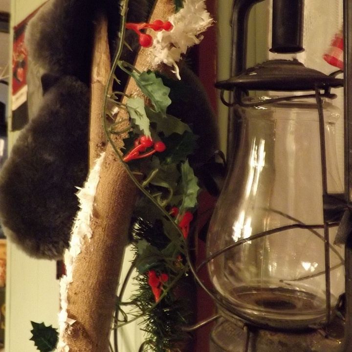 tree branch becomes a place to hang your hat, crafts, repurposing upcycling, seasonal holiday decor, I coated areas of the branches with snow