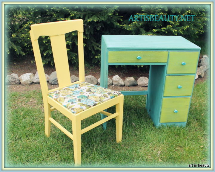 roadside rescue free desk and chair, painted furniture