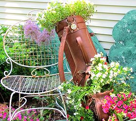 what to do with an old golf bag, flowers, gardening, repurposing upcycling, I propped it up against a wrought iron chair I bought at a tag sale When the top flowers start to grow and hang over the bag it should look great