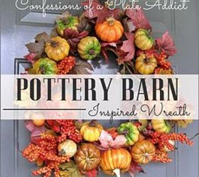 free pottery barn inspired fall wreath, crafts, repurposing upcycling, seasonal holiday decor, wreaths, A Pottery Barn copy cat with no money spent