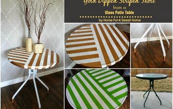 Gold Dipped Striped Table From a Glass Patio Table