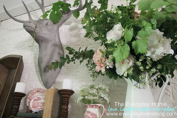 how to create a summertime mantel for free, flowers, home decor, Summertime has blossomed at The Everyday Home s mantel