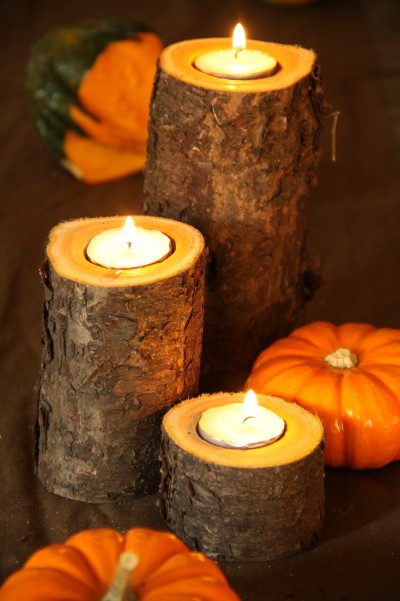 proyecto fcil de velas de otoo, Aqu est el producto terminado Coloca las velas de t en el agujero perforado A ade calabazas de temporada al gusto