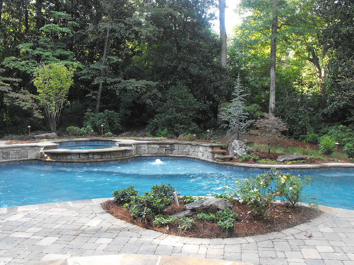 landscaped pool area, outdoor living, pool designs
