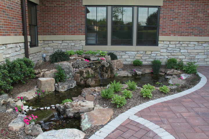 water features installed at living well cancer center, decks, doors, gardening, landscape, outdoor living, ponds water features, Here s a close up view of the water feature by the door