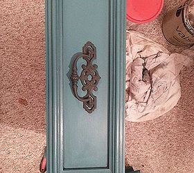 turquoise dresser, painted furniture, repurposing upcycling, details