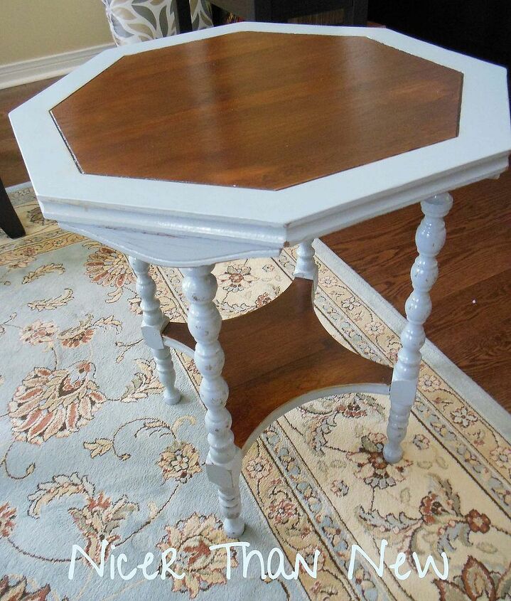 trash to cute side table, chalk paint, painted furniture