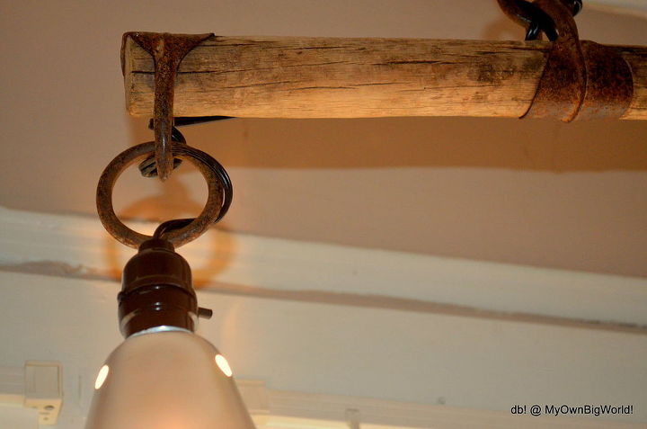 antique yoke double light, lighting, repurposing upcycling, Neatly wrap wind and hide
