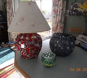 my hobby sort of half marble art, Lamp bowl candle holder the lamp was one of those bean pot lamp bottoms the bowl just a bowl The candle holder was just a glass a candle you buy